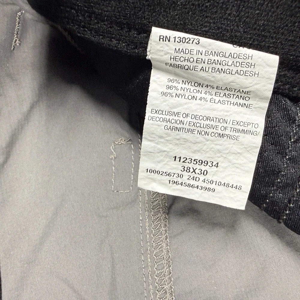 Wrangler Pants Mens 38x30 Gray ATG All Terrain Gear Belted Nylon Hiking Stretch